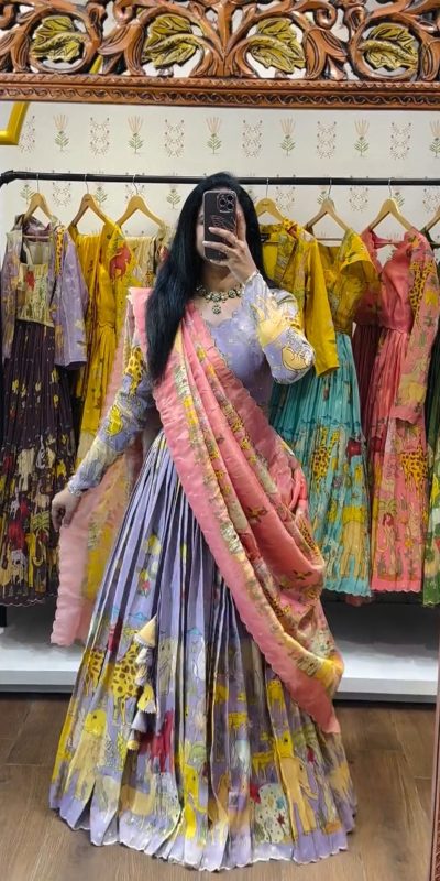 PC 539 Lavender Color Cotton Lehenga Choli with Kalamkari Print. Exclusive Offer ₹2049. Delivery 4-6 Working Days. Shop now. | Lehenga, Bollywood Lehenga, Creative Lehenga, Designer Lehenga, Embroidered Lehenga, Party Wear Lehenga