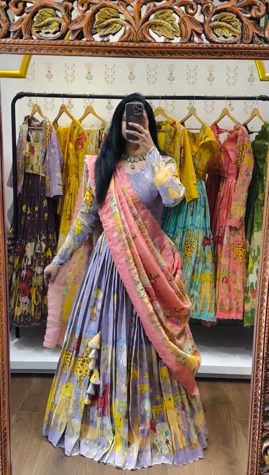PC 539 Lavender Color Cotton Lehenga Choli with Kalamkari Print. Exclusive Offer ₹2049. Delivery 4-6 Working Days. Shop now. | Lehenga, Bollywood Lehenga, Creative Lehenga, Designer Lehenga, Embroidered Lehenga, Party Wear Lehenga