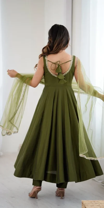 KB 285 Mahendi in Roman Silk Chanderi Mirror Work & Lace Work Gown . Best Price ₹1929. Delivery 4-6 Working Days. Shop now. | Jump Suits, Salwar suit, Casual Suits, Creative suits, Designer Suits, Palazzo Suits, Party Wear Suits, Patiala Suits, Straight Suits