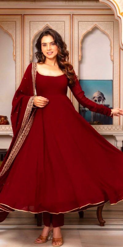 SRK 5222 Maroon in Faux Georgette Lace Work & Embroidery Work Salwar Suit . Grab it for ₹1849. Delivery 4-6 Working Days. Shop now. | Jump Suits, Salwar suit, Casual Suits, Creative suits, Designer Suits, Palazzo Suits, Party Wear Suits, Patiala Suits, Straight Suits