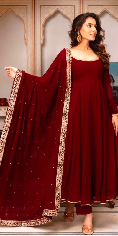 SRK 5222 Maroon in Faux Georgette Lace Work & Embroidery Work Salwar Suit . Grab it for ₹1849. Delivery 4-6 Working Days. Shop now. | Jump Suits, Salwar suit, Casual Suits, Creative suits, Designer Suits, Palazzo Suits, Party Wear Suits, Patiala Suits, Straight Suits