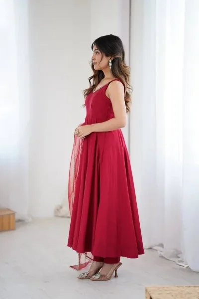 KB 285 Maroon in Roman Silk Chanderi Mirror Work & Lace Work Gown . Best Price ₹1929. Delivery 4-6 Working Days. Shop now. | Jump Suits, Salwar suit, Casual Suits, Creative suits, Designer Suits, Palazzo Suits, Party Wear Suits, Patiala Suits, Straight Suits