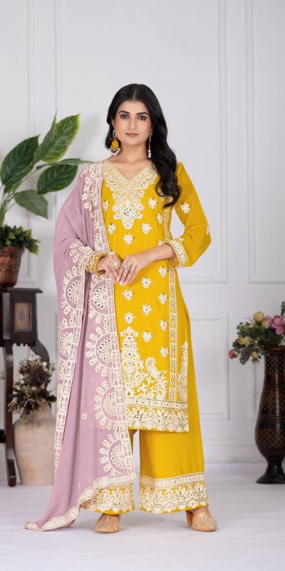 KF 1688 Mustered Faux Georgette with Embroidery Work & Mirror Work Salwar Suit . Exclusive Offer ₹2099. Delivery 4-6 Working Days. Shop now. | Jump Suits, Salwar suit, Casual Suits, Creative suits, Designer Suits, Palazzo Suits, Party Wear Suits, Patiala Suits, Straight Suits
