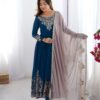 ZF 5008 Navy Blue Georgette Gown with Embroidery Work. Wedding, Party, Festive, Events, Special Price ₹2049. Delivery 4-6 Working Days. Shop now. | Jump Suits, Salwar suit, Casual Suits, Creative suits, Designer Suits, Palazzo Suits, Party Wear Suits, Patiala Suits, Straight Suits