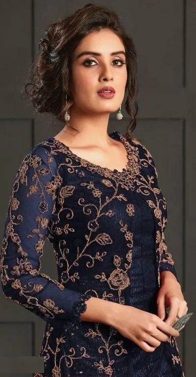 FC 4592 Navy Blue Net Salwar Suit with Stone Work. Wedding, Party, Festive, Events, Now at just ₹2449. Delivery 4-6 Working Days. Shop now. | Jump Suits, Salwar suit, Casual Suits, Creative suits, Designer Suits, Palazzo Suits, Party Wear Suits, Patiala Suits, Straight Suits