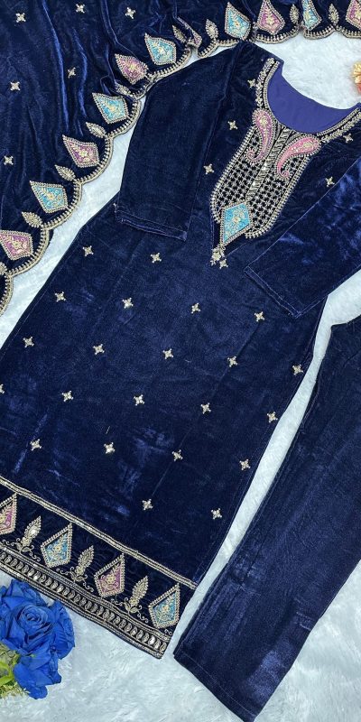 VLM 229 Navy Blue Viscose Velvet Salwar Suit Perfect for Wedding, Party, Cultural Events, Sangeet, Baby Shower – . Best Price ₹2149. Delivery 4-6 Working | Jump Suits, Tops & Bottoms, Track Suits, Salwar suit, Casual Suits, Creative suits, Designer Suits, Palazzo Suits, Party Wear Suits, Patiala Suits, Straight Suits, Trendy Wear