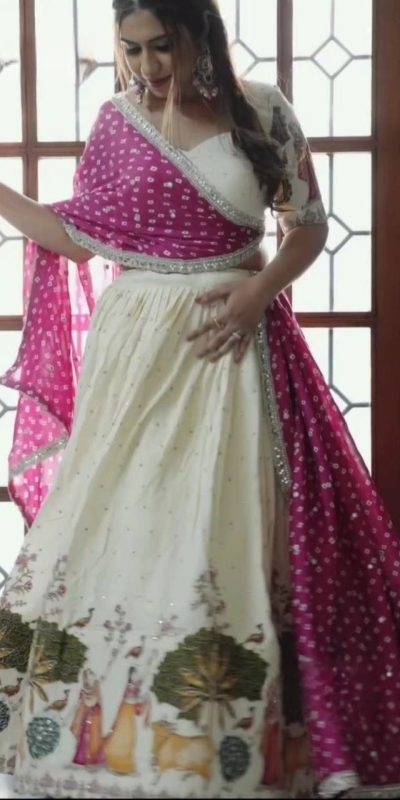PC 520 Off White Silk Lehenga Choli Perfect for Wedding, Party, Onam, Sangeet, Holi – . Available at ₹2149 only. Delivery 4-6 Working Days. | Lehenga, Bollywood Lehenga, Creative Lehenga, Designer Lehenga, Embroidered Lehenga, Party Wear Lehenga