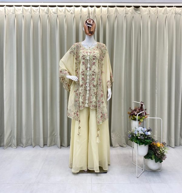 BE 406 Off White in Color Faux Georgette Embroidery Work Salwar Suit . Grab it for ₹2449. Delivery 4-6 Working Days. Shop now. | Jump Suits, Tops & Bottoms, Track Suits, Salwar suit, Casual Suits, Creative suits, Designer Suits, Palazzo Suits, Party Wear Suits, Patiala Suits, Straight Suits, Trendy Wear