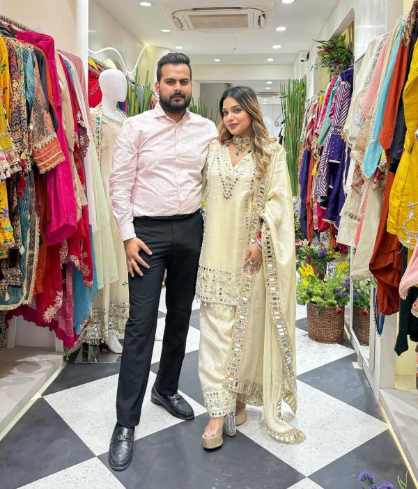 LG 2019 Off White Georgette with Embroidery Work & Mirror Work Salwar Suit . Available at ₹2149 only. Delivery 4-6 Working Days. Shop now. | Jump Suits, Salwar suit, Casual Suits, Creative suits, Designer Suits, Palazzo Suits, Party Wear Suits, Patiala Suits, Straight Suits