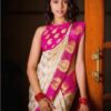 Off White Lichi Silk Rich Pallu Work Saree