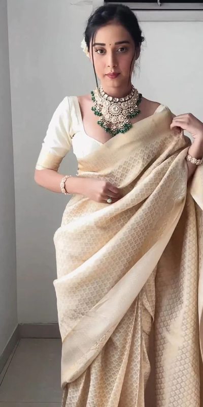 KPR 176 Off White Soft Lichi Silk Saree Perfect for Wedding, Party, Family Gatherings, Baisakhi, Holi – . Now at just ₹1499. Delivery 4-6 Working | Sarees, Bollywood Sarees, Creative Sarees, Designer Sarees, Embroidered Sarees, Ethnic Saree, Modern Digital sarees, Party Wear Sarees