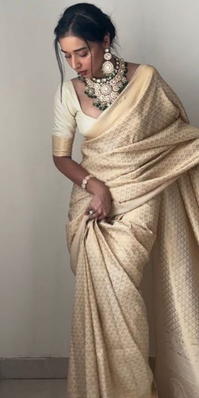 KPR 176 Off White Soft Lichi Silk Saree Perfect for Wedding, Party, Family Gatherings, Baisakhi, Holi – . Now at just ₹1499. Delivery 4-6 Working | Sarees, Bollywood Sarees, Creative Sarees, Designer Sarees, Embroidered Sarees, Ethnic Saree, Modern Digital sarees, Party Wear Sarees
