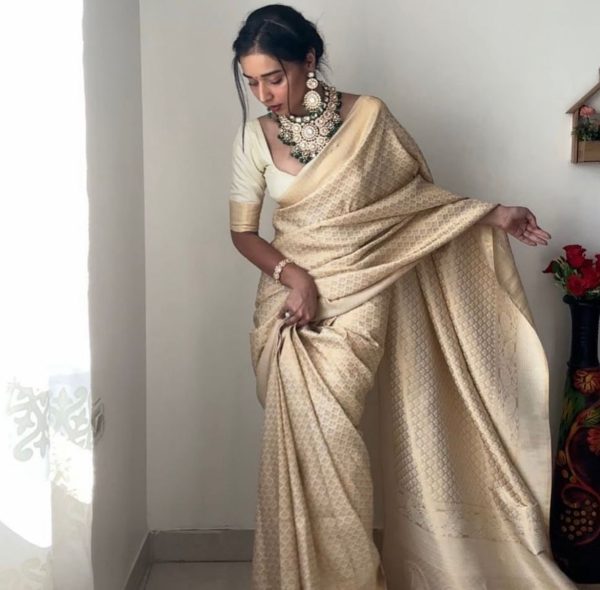 KPR 176 Off White Soft Lichi Silk Saree Perfect for Wedding, Party, Family Gatherings, Baisakhi, Holi – . Now at just ₹1499. Delivery 4-6 Working | Sarees, Bollywood Sarees, Creative Sarees, Designer Sarees, Embroidered Sarees, Ethnic Saree, Modern Digital sarees, Party Wear Sarees