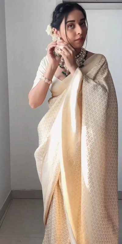 KPR 176 Off White Soft Lichi Silk Saree Perfect for Wedding, Party, Family Gatherings, Baisakhi, Holi – . Now at just ₹1499. Delivery 4-6 Working | Sarees, Bollywood Sarees, Creative Sarees, Designer Sarees, Embroidered Sarees, Ethnic Saree, Modern Digital sarees, Party Wear Sarees