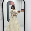 Off White Tissue Simmer Diamond Work Lehenga Choli