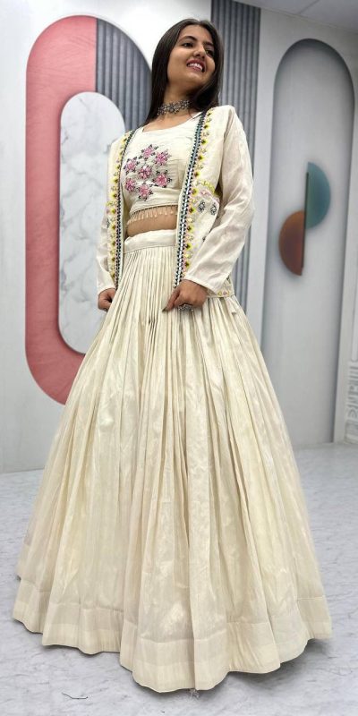 PC 522 Off White Tissue Simmer Lehenga Choli Perfect for Wedding, Party, Cultural Events, Diwali, Ganesh Chaturthi – . Exclusive Offer ₹3049. Deli | Jump Suits, Salwar suit, Casual Suits, Creative suits, Designer Suits, Palazzo Suits, Party Wear Suits, Patiala Suits, Straight Suits