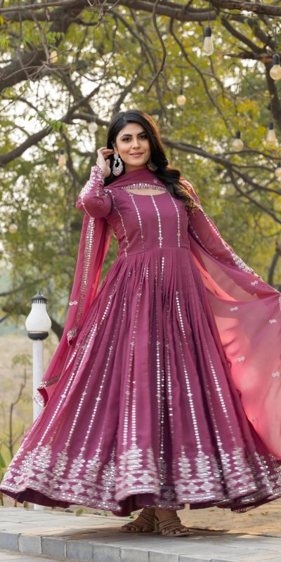 Ram 080 Onion Fox Georgette Gown with Embroidery Work. Wedding, Party, Festive, Events, Best Price ₹2049. Delivery 4-6 Working Days. Shop now. | Jump Suits, Salwar suit, Casual Suits, Creative suits, Designer Suits, Palazzo Suits, Party Wear Suits, Patiala Suits, Straight Suits