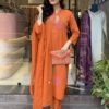 MF 800 Orange with Embroidery Work & Mirror Work Mustered Chanderi Salwar Suit . Exclusive Offer ₹1599. Delivery 4-6 Working Days. Shop now. | Jump Suits, Salwar suit, Casual Suits, Creative suits, Designer Suits, Palazzo Suits, Party Wear Suits, Patiala Suits, Straight Suits