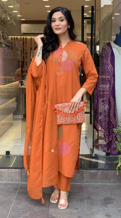 MF 800 Orange with Embroidery Work & Mirror Work Mustered Chanderi Salwar Suit . Exclusive Offer ₹1599. Delivery 4-6 Working Days. Shop now. | Jump Suits, Salwar suit, Casual Suits, Creative suits, Designer Suits, Palazzo Suits, Party Wear Suits, Patiala Suits, Straight Suits
