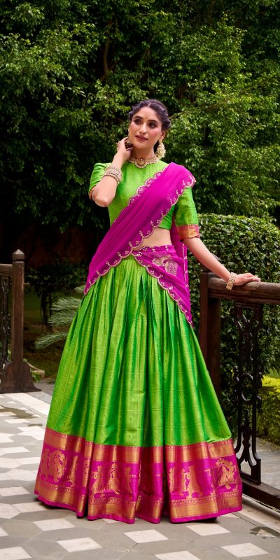 LNB 2028 Parrot Green Embroidery Work & Zari Work Lehenga Choli in Cream Poly Cotton. Available at ₹1999 only. Delivery 4-6 Working Days. Shop now. | Lehenga, Bollywood Lehenga, Creative Lehenga, Designer Lehenga, Embroidered Lehenga, Party Wear Lehenga
