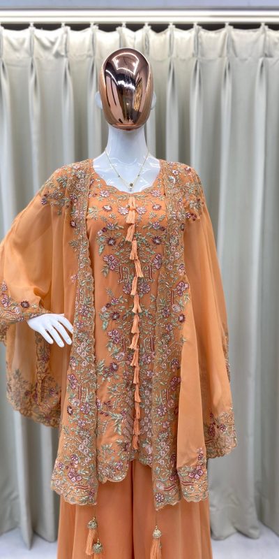 BE 406 Peach in Color Faux Georgette Embroidery Work Salwar Suit . Grab it for ₹2449. Delivery 4-6 Working Days. Shop now. | Jump Suits, Tops & Bottoms, Track Suits, Salwar suit, Casual Suits, Creative suits, Designer Suits, Palazzo Suits, Party Wear Suits, Patiala Suits, Straight Suits, Trendy Wear