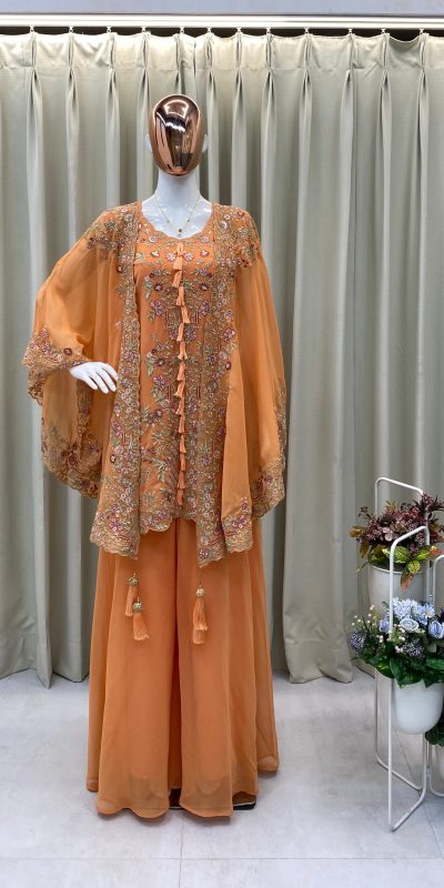 BE 406 Peach in Color Faux Georgette Embroidery Work Salwar Suit . Grab it for ₹2449. Delivery 4-6 Working Days. Shop now. | Jump Suits, Tops & Bottoms, Track Suits, Salwar suit, Casual Suits, Creative suits, Designer Suits, Palazzo Suits, Party Wear Suits, Patiala Suits, Straight Suits, Trendy Wear