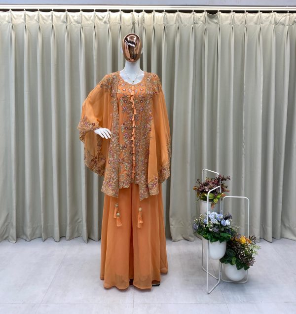 BE 406 Peach in Color Faux Georgette Embroidery Work Salwar Suit . Grab it for ₹2449. Delivery 4-6 Working Days. Shop now. | Jump Suits, Tops & Bottoms, Track Suits, Salwar suit, Casual Suits, Creative suits, Designer Suits, Palazzo Suits, Party Wear Suits, Patiala Suits, Straight Suits, Trendy Wear