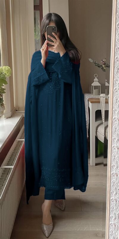 LG 2002 Peacock Blue Georgette With Embroidery Work Salwar Suit . Wedding, Party, Festive, Events, Affordable Price ₹1999. Delivery 4-6 Working Days. Shop. | Jump Suits, Tops & Bottoms, Track Suits, Salwar suit, Casual Suits, Creative suits, Designer Suits, Palazzo Suits, Party Wear Suits, Patiala Suits, Straight Suits, Trendy Wear