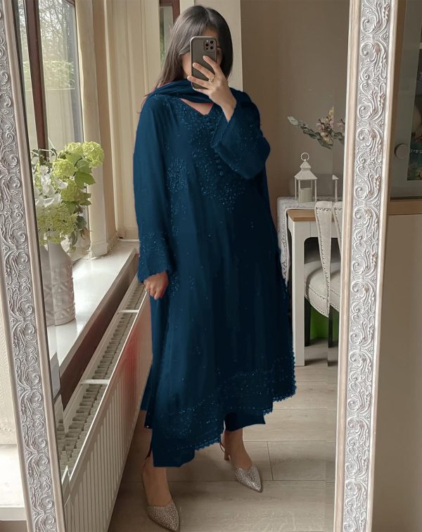LG 2002 Peacock Blue Georgette With Embroidery Work Salwar Suit . Wedding, Party, Festive, Events, Affordable Price ₹1999. Delivery 4-6 Working Days. Shop. | Jump Suits, Tops & Bottoms, Track Suits, Salwar suit, Casual Suits, Creative suits, Designer Suits, Palazzo Suits, Party Wear Suits, Patiala Suits, Straight Suits, Trendy Wear