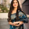 Peacock Blue Lichi Silk Rich Jacquard Work Saree