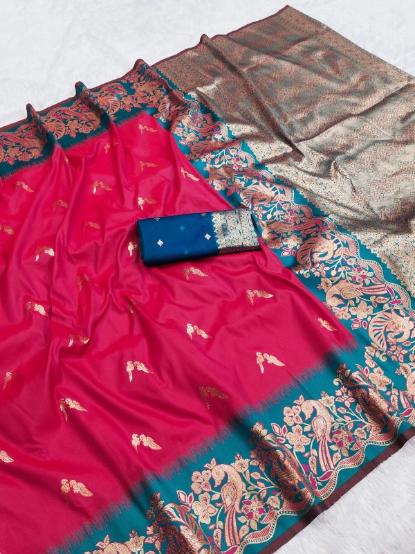 MB 3308 Pink Banarasi Silk Saree Perfect for Wedding, Party, Holi, Reception, Raksha Bandhan – . Special Price ₹1999. Delivery 4-6 Working Days. Shop n | Sarees, Bollywood Sarees, Creative Sarees, Designer Sarees, Embroidered Sarees, Ethnic Saree, Modern Digital sarees, Party Wear Sarees