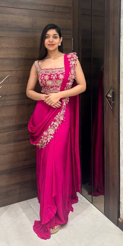 ST 1074 Pink Color Chinon Saree with Embroidery Work & Lace Work. Wedding, Party, Festive, Events, Best Price ₹2399. Delivery 4-6 Working Days. Shop now. | Sarees, Bollywood Sarees, Creative Sarees, Designer Sarees, Embroidered Sarees, Ethnic Saree, Modern Digital sarees, Party Wear Sarees