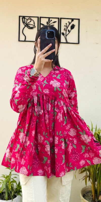 INLI Plume Pink Color Cotton with Designer Printed Work Kurti . Wedding, Party, Festive, Events, Best Price ₹1299. Delivery 4-6 Working Days. Shop now. | Kurti, Bollywood Kurti, Creative Kurtis, Designer Kurti, Party Wear Kurti, Selfie Kurti