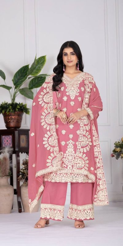 KF 1688 Pink Faux Georgette with Embroidery Work & Mirror Work Salwar Suit . Exclusive Offer ₹2099. Delivery 4-6 Working Days. Shop now. | Jump Suits, Salwar suit, Casual Suits, Creative suits, Designer Suits, Palazzo Suits, Party Wear Suits, Patiala Suits, Straight Suits