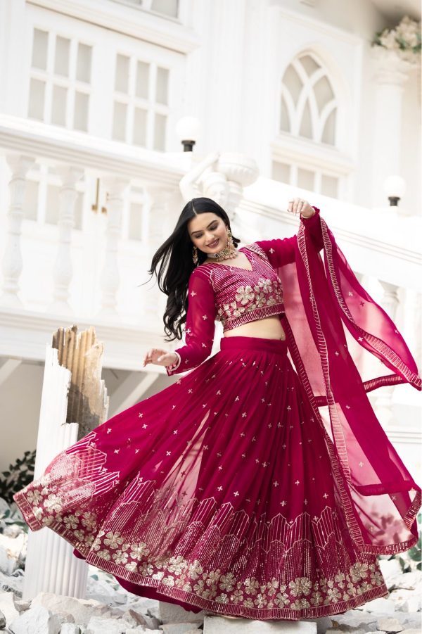 Ram 033 Pink Color Fox Georgette Lehenga Choli with Embroidery Work. Special Price ₹2499. Delivery 4-6 Working Days. Shop now. | Lehenga, Bollywood Lehenga, Creative Lehenga, Designer Lehenga, Embroidered Lehenga, Party Wear Lehenga