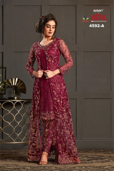 FC 4592 Pink Net Salwar Suit with Stone Work. Wedding, Party, Festive, Events, Now at just ₹2449. Delivery 4-6 Working Days. Shop now. | Jump Suits, Salwar suit, Casual Suits, Creative suits, Designer Suits, Palazzo Suits, Party Wear Suits, Patiala Suits, Straight Suits