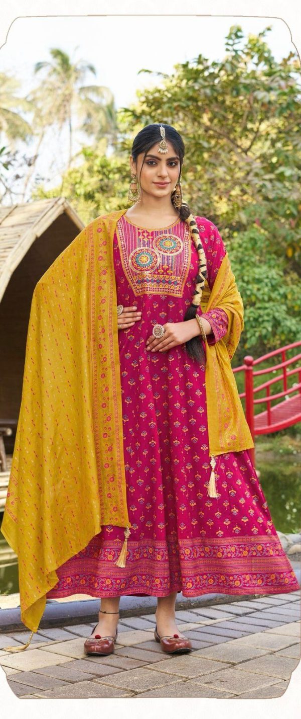 INLI Masakali 7.0 Pink Color in Color Rayon Embroidery Work Gown . Exclusive Offer ₹1849. Delivery 4-6 Working Days. Shop now. | Gowns, Bollywood Gowns, Creative Gowns, Designer Gowns, Embroidered Gowns, Party Wear Gowns