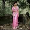 Pink Soft Lichi Silk All Over Work Saree