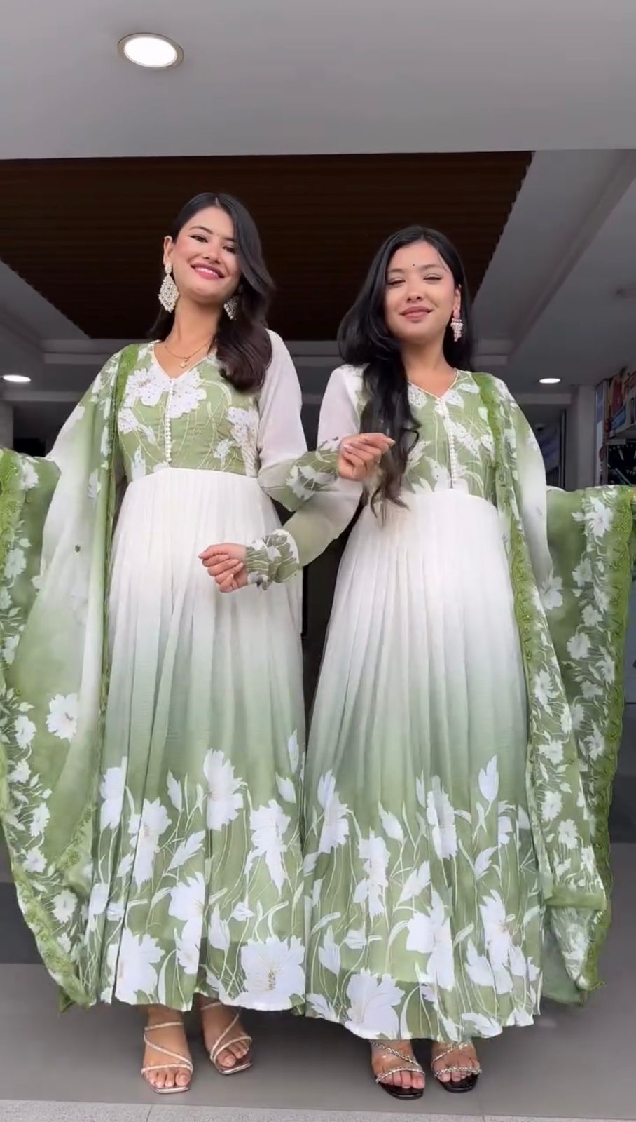 ZF 431 Pista Faux Georgette Gown with Embroidery Work & Digital Print. Best Price ₹2049. Delivery 4-6 Working Days. Shop now. | Jump Suits, Salwar suit, Casual Suits, Creative suits, Designer Suits, Palazzo Suits, Party Wear Suits, Patiala Suits, Straight Suits