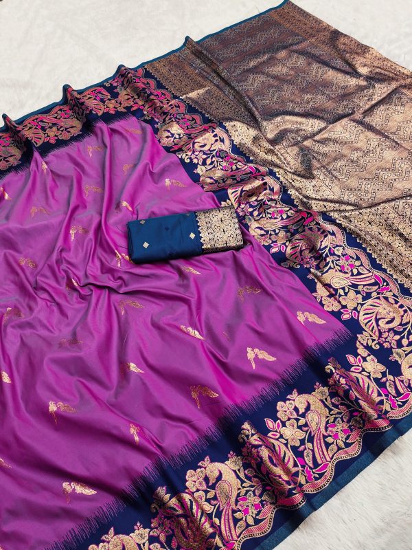 MB 3308 Purple Banarasi Silk Saree Perfect for Wedding, Party, Holi, Reception, Raksha Bandhan – . Special Price ₹1999. Delivery 4-6 Working Days. Shop n | Sarees, Bollywood Sarees, Creative Sarees, Designer Sarees, Embroidered Sarees, Ethnic Saree, Modern Digital sarees, Party Wear Sarees