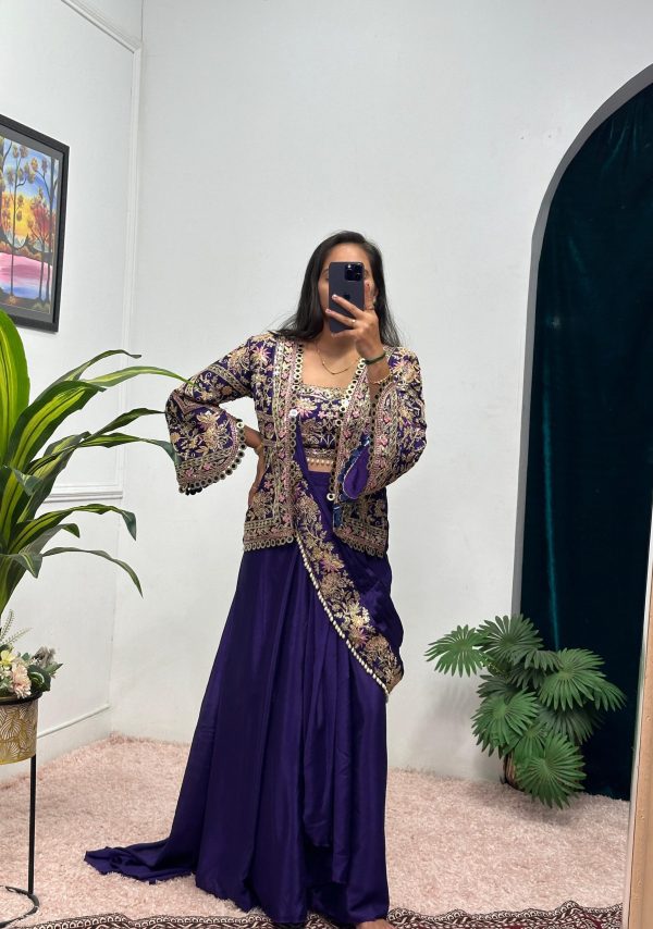 ST 1074 Purple Color Chinon Saree with Embroidery Work & Lace Work. Best Price ₹2399. Delivery 4-6 Working Days. Shop now. | Sarees, Bollywood Sarees, Creative Sarees, Designer Sarees, Embroidered Sarees, Ethnic Saree, Modern Digital sarees, Party Wear Sarees