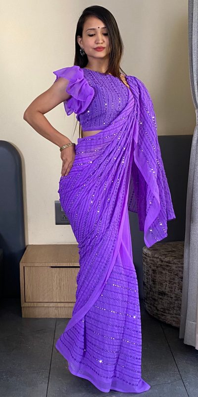 BT SUMAN Purple Fox Georgette SareePerfect for Wedding, Party, Sangeet, Baisakhi, Karwa Chauth – . Special Price ₹1749. Delivery 4-6 Working Days. | Sarees, Bollywood Sarees, Creative Sarees, Designer Sarees, Embroidered Sarees, Ethnic Saree, Modern Digital sarees, Party Wear Sarees