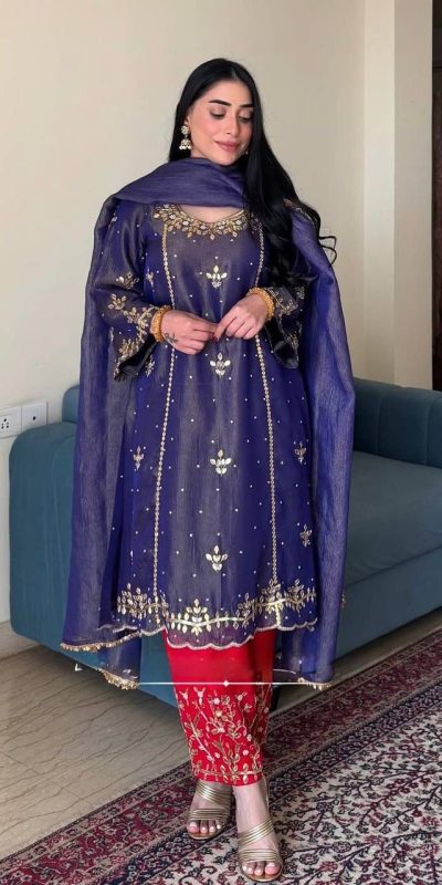 KF 1695 Purple Gold Crush Silk Salwar Suitwith Embroidery Work. Available at ₹1949 only. Delivery 4-6 Working Days. Shop now. | Jump Suits, Salwar suit, Casual Suits, Creative suits, Designer Suits, Palazzo Suits, Party Wear Suits, Patiala Suits, Straight Suits