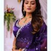 BT 400 Purple in Jimmy Chou Silk Embroidery Work & Lace Work Saree . Grab it for ₹2999. Delivery 4-6 Working Days. Shop now. | Sarees, Bollywood Sarees, Creative Sarees, Designer Sarees, Embroidered Sarees, Ethnic Saree, Modern Digital sarees, Party Wear Sarees