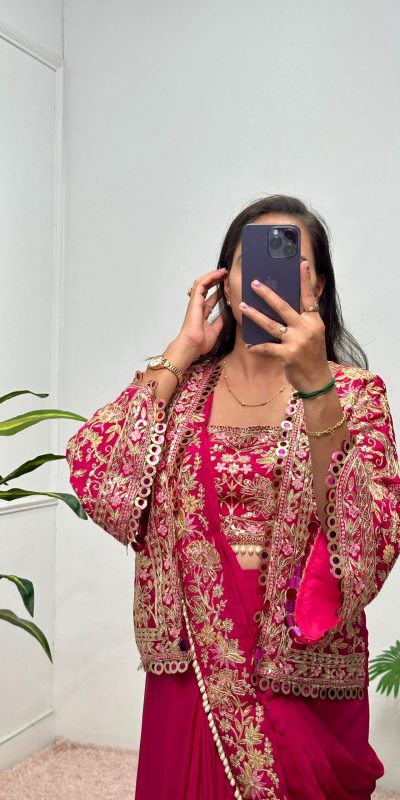 ST 1074 Red Color Chinon Saree with Embroidery Work & Lace Work. Wedding, Party, Festive, Events, Best Price ₹2399. Delivery 4-6 Working Days. Shop now. | Sarees, Bollywood Sarees, Creative Sarees, Designer Sarees, Embroidered Sarees, Ethnic Saree, Modern Digital sarees, Party Wear Sarees