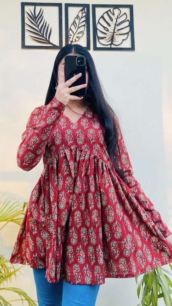 INLI Plume Red Color Cotton with Designer Printed Work Kurti . Wedding, Party, Festive, Events, Best Price ₹1299. Delivery 4-6 Working Days. Shop now. | Kurti, Bollywood Kurti, Creative Kurtis, Designer Kurti, Party Wear Kurti, Selfie Kurti