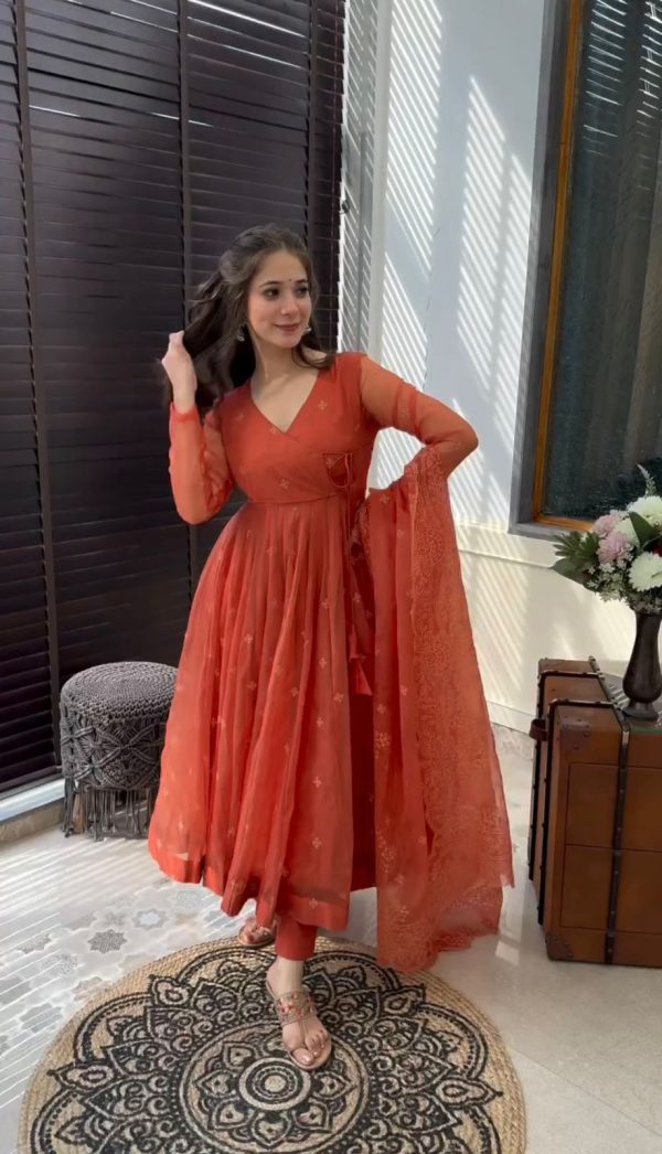 SRK 5184 Rust Color Georgette Embroidery Work Salwar Suit Wedding, Party, Festive, Events Expected Delivery 4-6 Working Days @ 2049/- | Jump Suits, Salwar suit, Casual Suits, Creative suits, Designer Suits, Palazzo Suits, Party Wear Suits, Patiala Suits, Straight Suits