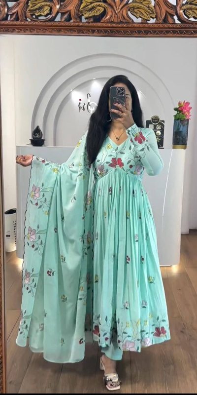 PC 528 Sea Green Fox Georgette Gown Perfect for Wedding, Party, Baby Shower, Lohri, Pongal – . Available at ₹2049 only. Delivery 4-6 Working Days. Shop n | Jump Suits, Salwar suit, Casual Suits, Creative suits, Designer Suits, Palazzo Suits, Party Wear Suits, Patiala Suits, Straight Suits
