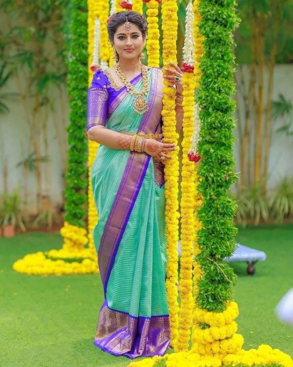 KPR 179 Sea Green Soft Lichi Silk with Lace Work & Lace Border Saree . Introductory Price ₹1449. Delivery 4-6 Working Days. Shop now. | Sarees, Bollywood Sarees, Creative Sarees, Designer Sarees, Embroidered Sarees, Ethnic Saree, Modern Digital sarees, Party Wear Sarees