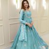 LG 2006 Sky Blue Georgette Gown Perfect for Wedding, Party, Engagement, Diwali, Sangeet . Exclusive Offer ₹1999. Delivery 4-6 Working Days. Shop now. | Gowns, Bollywood Gowns, Creative Gowns, Designer Gowns, Embroidered Gowns, Party Wear Gowns